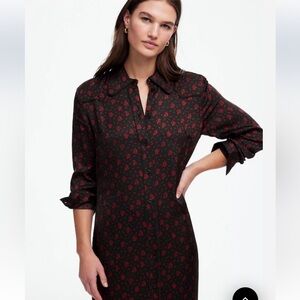 Madewell Black and Red Floral shirt dress